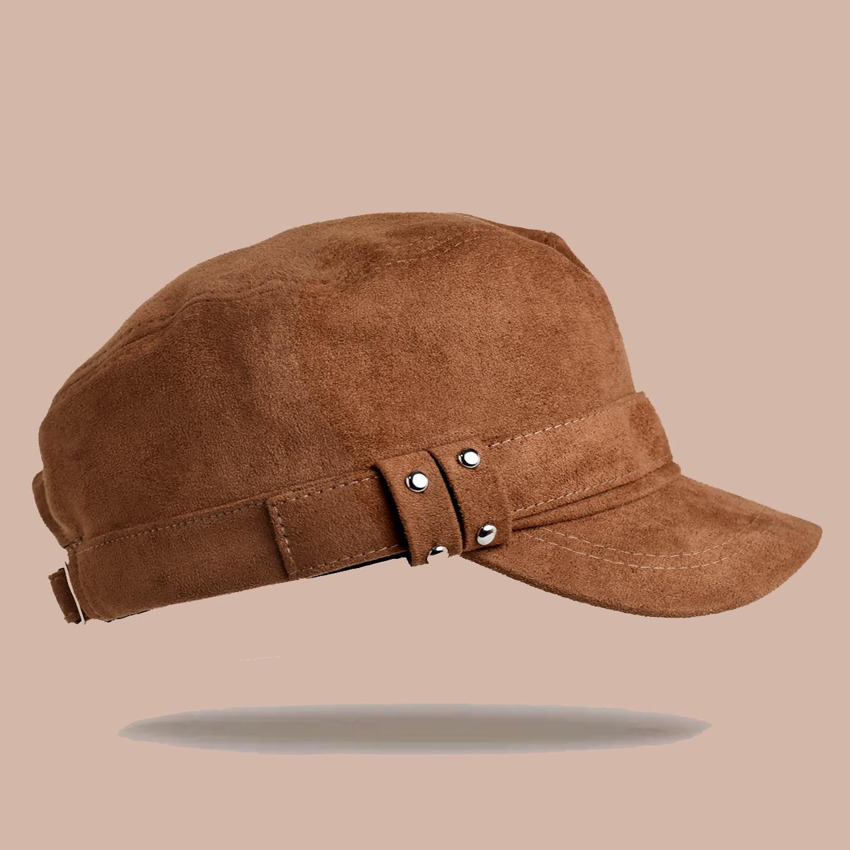 

Women s Suede Newsboy Cap | Vintage Octagonal Beret Hat with Short Brim, Flat Top Naval Baker Boy Cap for Women Winter Fashion коричневый