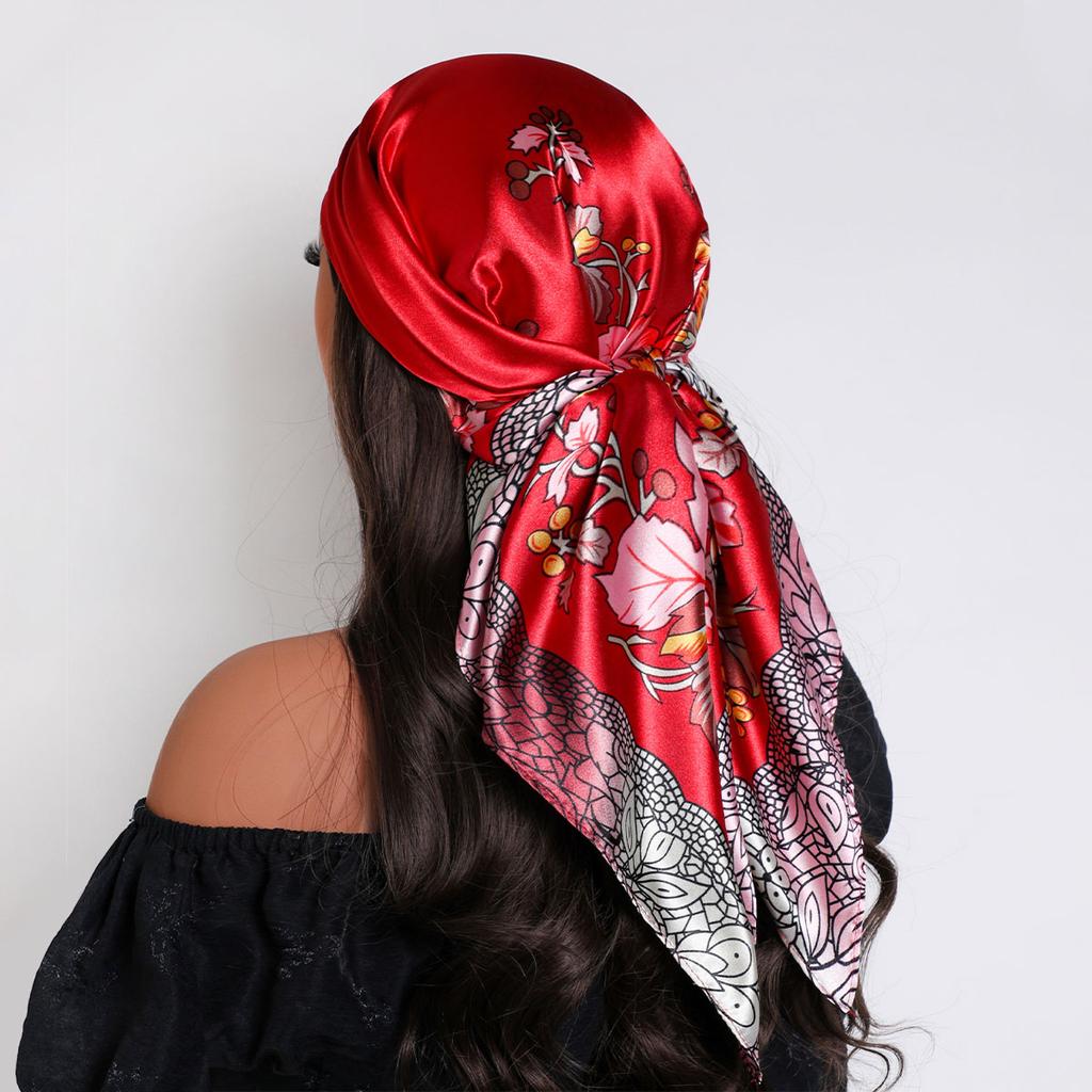 90CM Women Scarf Luxury Brand Summer Fashion Print Sunscreen Shawl Beach Cover Up Head Wrap Accessories Kerchief for Female