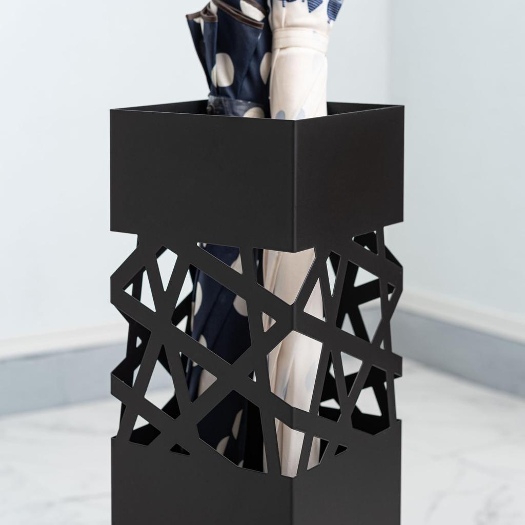 Azumaya-kk Umbrella Stand, Black, Steel, Removable Water Tray, Approx. W15.5 X D15.5 X H49cm, Slim, Square, for Entryways, LFS-186BK