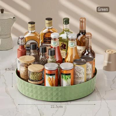 360 Rotating Seasoning Storage Rack Kitchen Storage Spice Rack Non-Slip Cabinet Organizer Tray Plate Cosmetic Organizer Bin