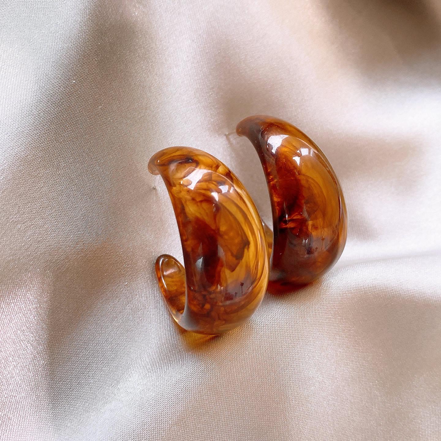 

Винтажные серьги-пусеты из тигрового глаза янтарно-коричневого цвета - Элегантные осенне-зимние украшения