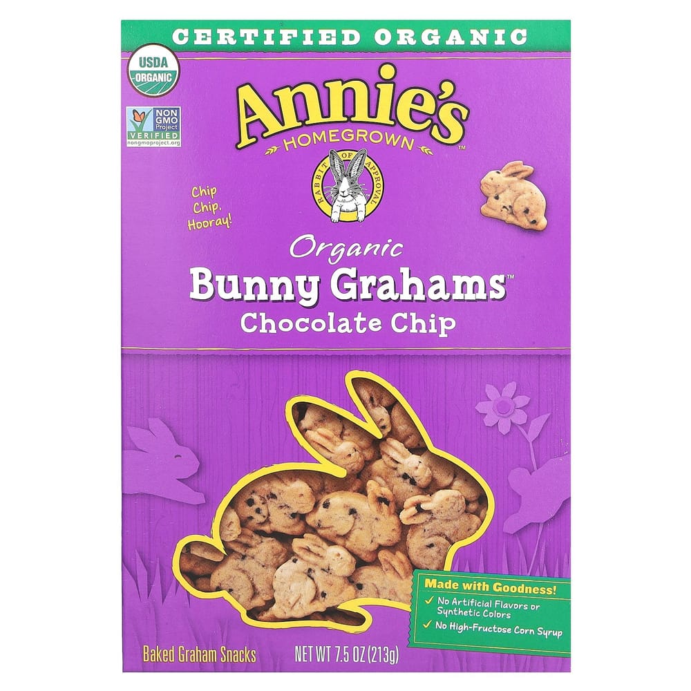 Annie s Homegrown Baked Bunny Graham Snacks, Chocolate Chip, 213g