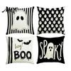 Halloween Ghost Cushion Cover Cover, Spooky Skull Throw Pillow 18x18 Holiday Party Inch Case for Living Room Sofa Couch Decor Theme Home