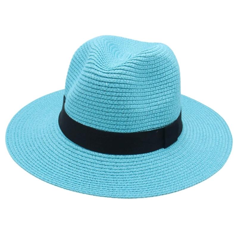 Spring and Summer Selling Straw Hat Square Black Ribbon Hat for Men and Women Jazz Hat Panamahat