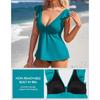 CHARMLEAKS Women Tankini Top Ruffled Shoulder Bathing Suit Top V Neck Swimsuit Top Flowy Bikini Tank Top