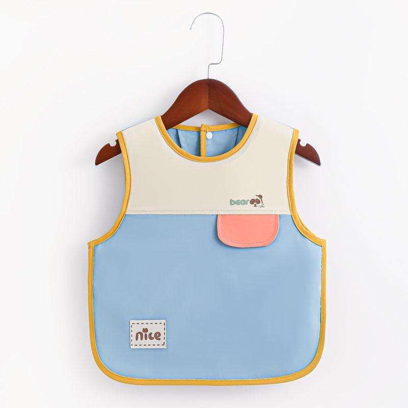 

Baby Cotton Sleeveless Waterproof Eating Bibs - Anti-Stain Vest Style for Infants and Kindergarten Size 90