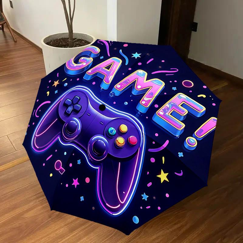 1PC game controller Automatic Open/Close Umbrella with Windproof, 8-Rib Sturdy Canopy, Durable Ribs, Fashionable Design, Outdoor Accessory, Fun Prin,