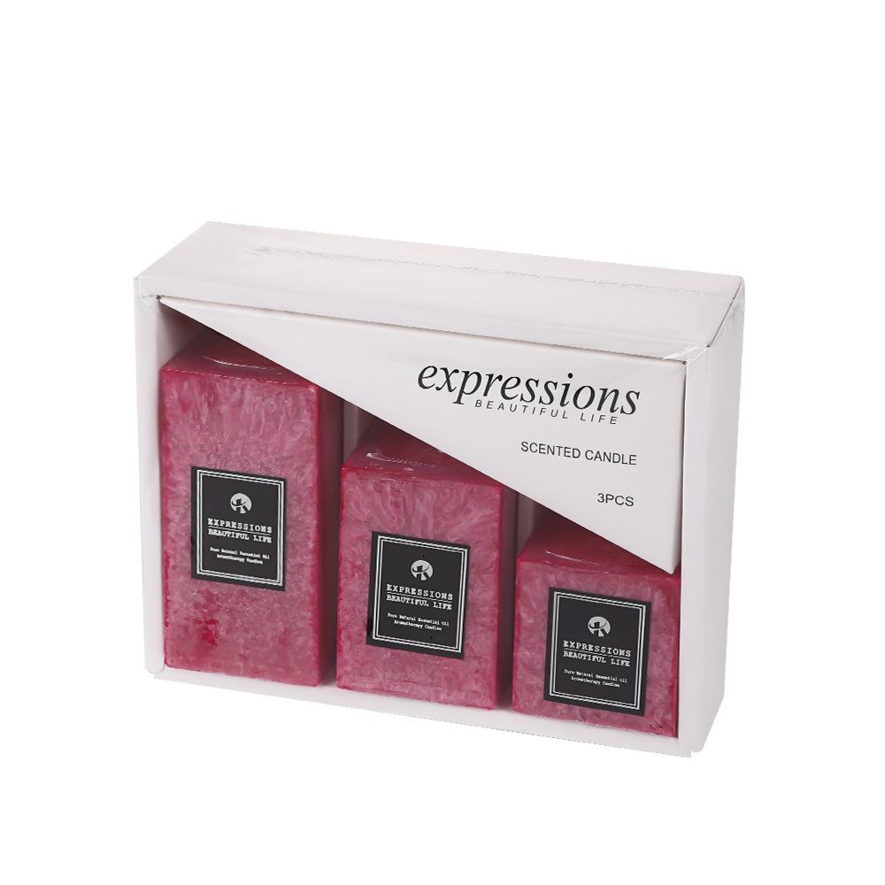 Classic Ice Flower Wax Square Pillar Scented Candle Home Non-Romantic Wedding Long Pole Pillar Wax Set