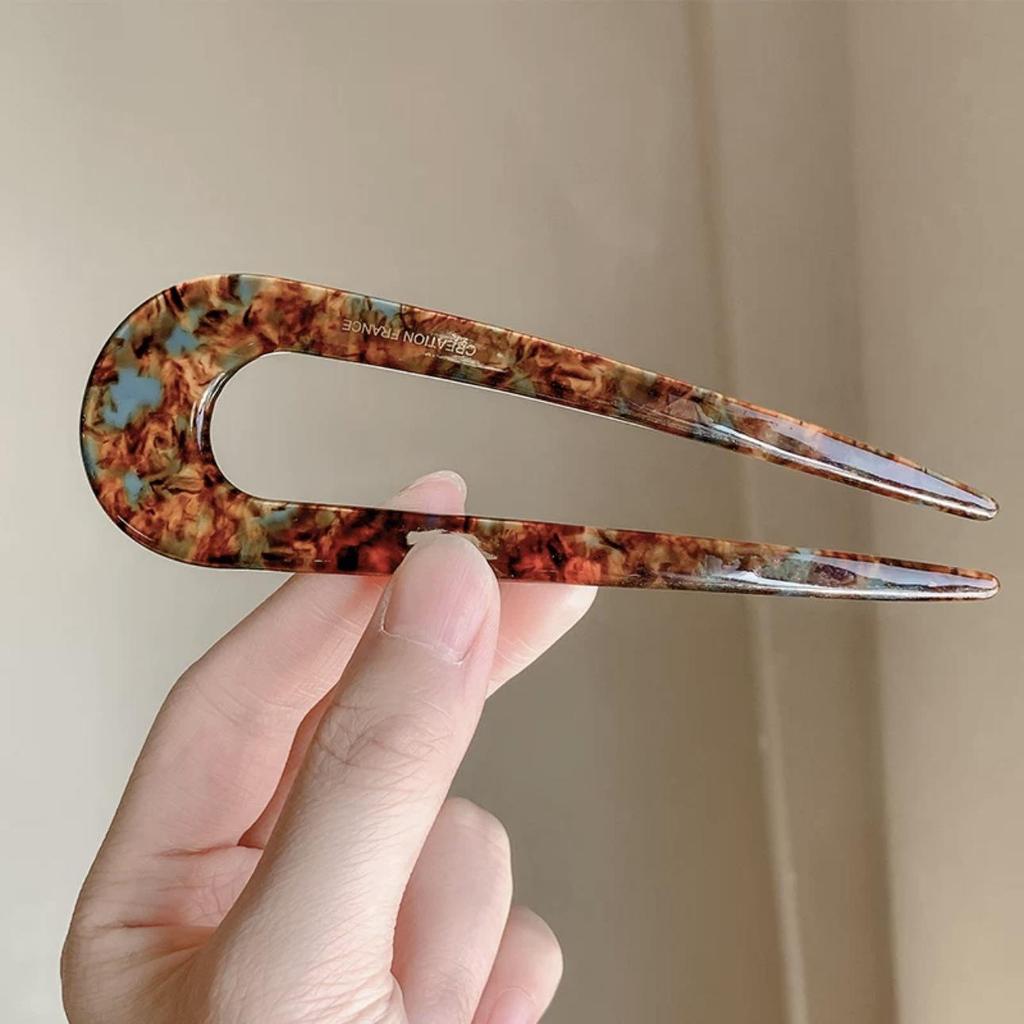 Luxuriöse U-förmige Haarnadel aus Acetat: Moderner chinesischer Stil Hochsteckkamm für Frauen