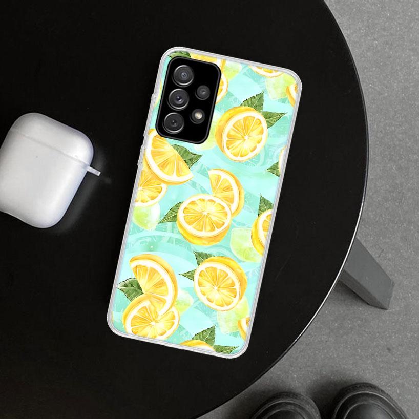 Summer Fruits Lemon Phone Case Cover for Samsung Galaxy A12 A22 A32 A52 A72 A02S A51 A50S A31 A20S A10S Note 20 Ultra 10 Plus Ga