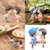 Charming Bench Couple Kissing Dolls Set For Exquisite Miniature Garden Decor