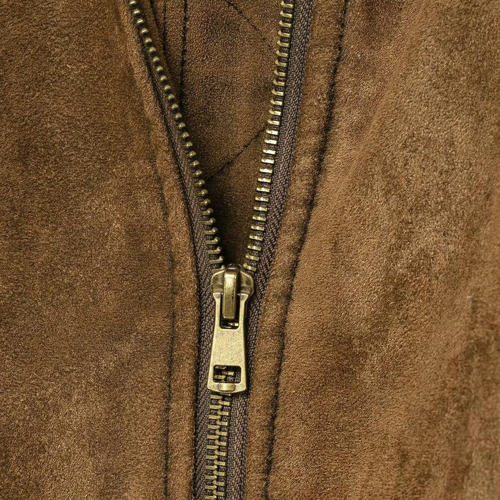 European and American Style, New Women's Clothing, Fashionable, Versatile, Suede Texture Effect Zipper Jacket