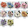 Silk Petal Artificial Flower Rose Multicolor Faux Eucalyptus Leaves  Gift