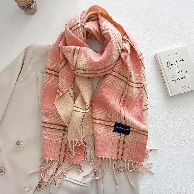 Autumn and winter new versatile scarf women's thickened woven thick beard fringed warm scarf imitation cashmere shawl