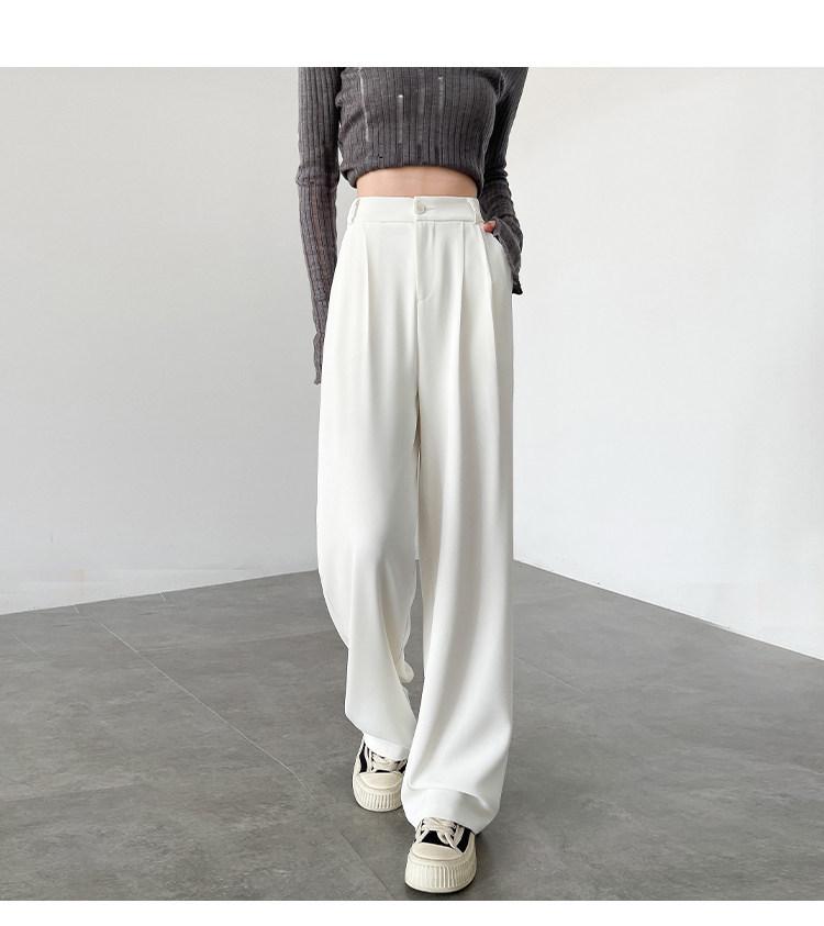 Women's High-Waisted White Wide-Leg Pants 2025 - Drapey Casual Slim Fit for Spring & Autumn
