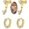 Silver Gold Cartilage Earring for Women Hypoallergenic Flat Back Earrings Threadless Helix Earring Tragus Studs 6mm Cartilage Jewelry Flatback