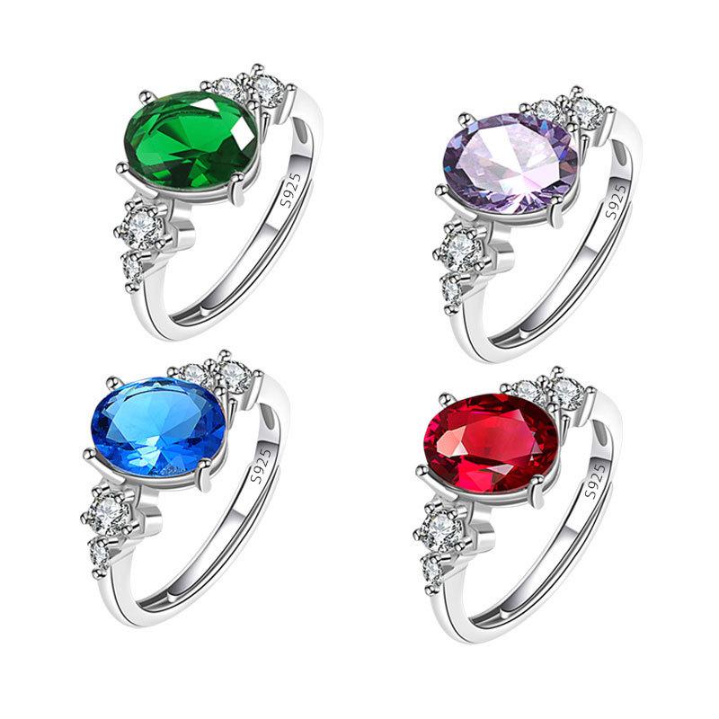 Women's Sapphire Ring With Colorful Ruby And Emerald Adjustable Band Fashion Jewelry Accessory For Her
