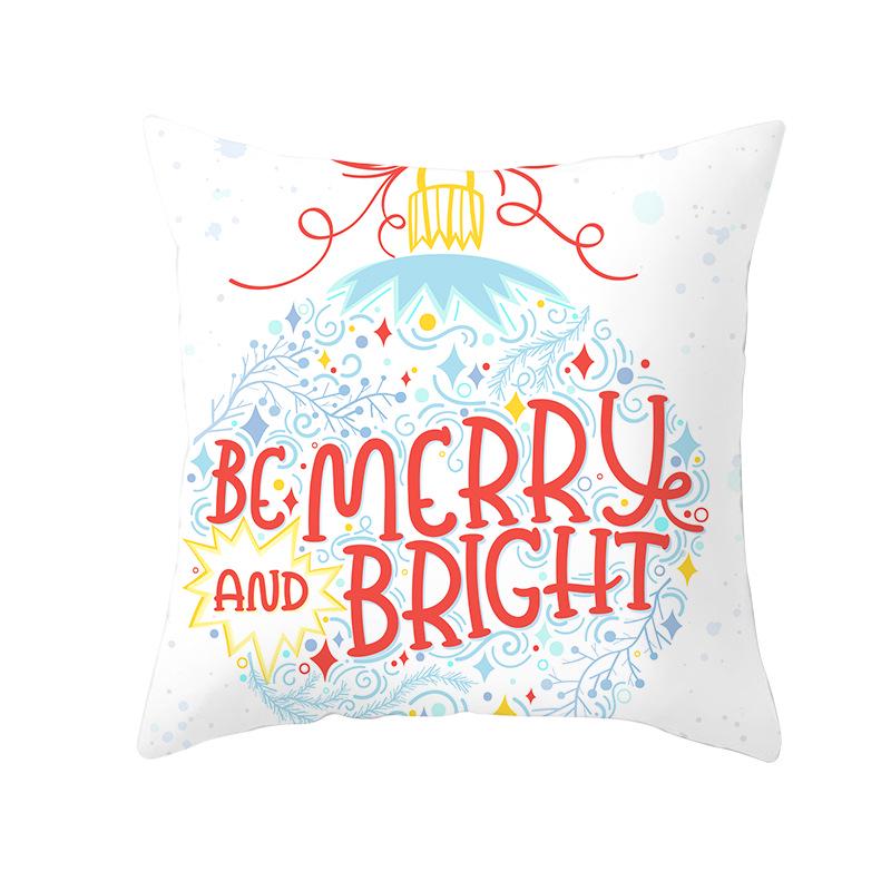 Christmas Peach Skin Pillow Cover Nordic Sofa Cushion Cover Cartoon Print Pillow Cover