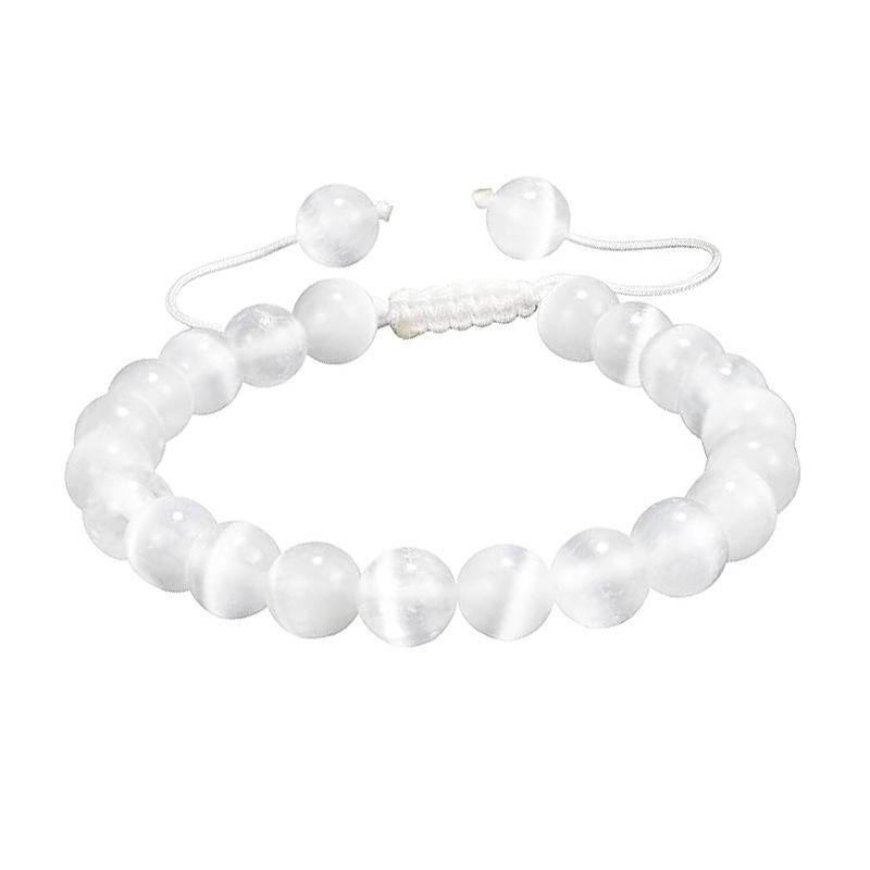 Unisex Verstellbares Armband aus natürlichem Achat & Bergkristall mit 8mm Perlen