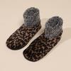 Women's Winter Warm Fleece Leopard Pattern Ankle Socks - Comfortable Indoor and Outdoor, Animal Pattern Home Casual Socks, Soft and Warm Floor Socks