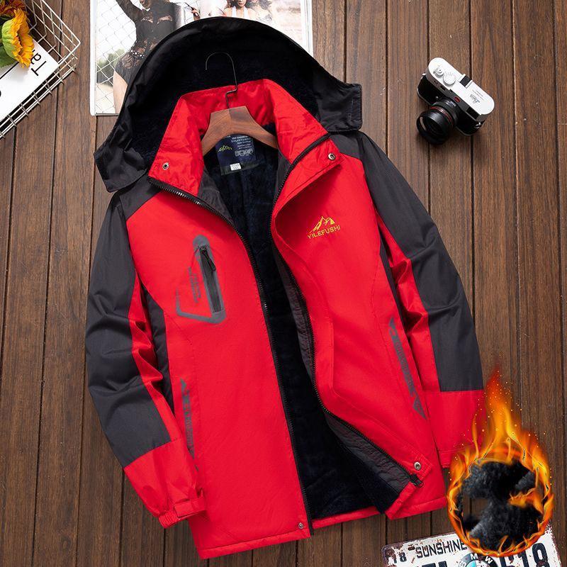 Venkovní voděodolná bunda Bavlněné oblečení Teplé kabáty Sametové zateplené Teplé bundy Prodyšná s kapucí Vodotěsná Větruodolná Pánský kabát