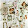 40pcs/bag PET Sticker Fresh Romantic Couple Dating Everyday Characters Pattern Hand Tent Collage Sticker Creative DIY Decoration