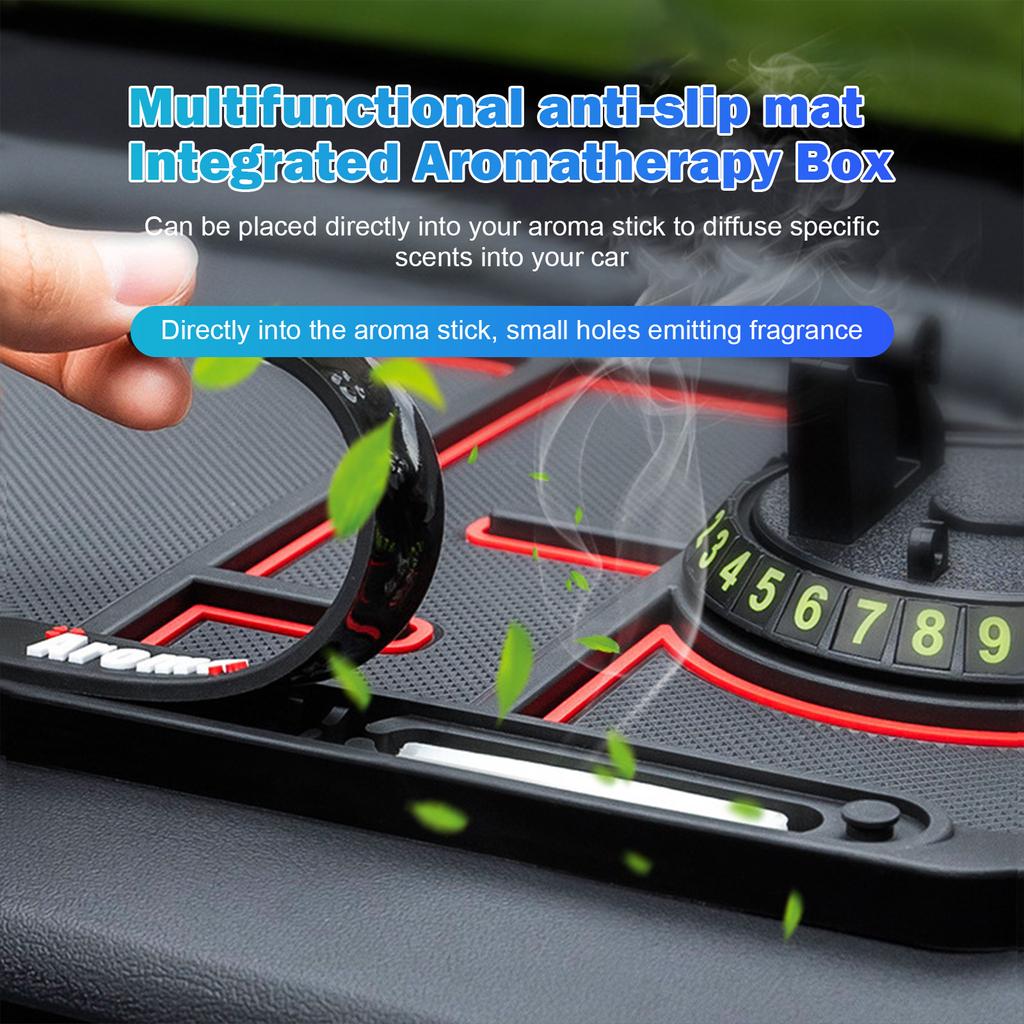 Car Anti-Slip Mat 4 in 1 Anti Slide Silicone Dashboard Car Pad Mat Auto Phone Holder Car Parking Number Card Dash Phone Mount