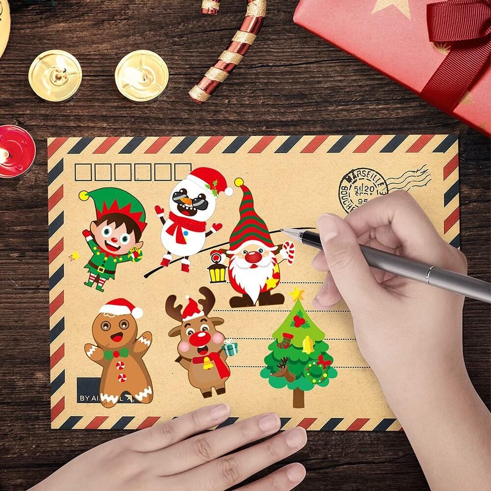 8/16/24pcs Christmas Puzzle Stickers Make A Face Santa Claus DIY Waterproof Kids Jigsaw Games Sticker Children Party Decor Toy
