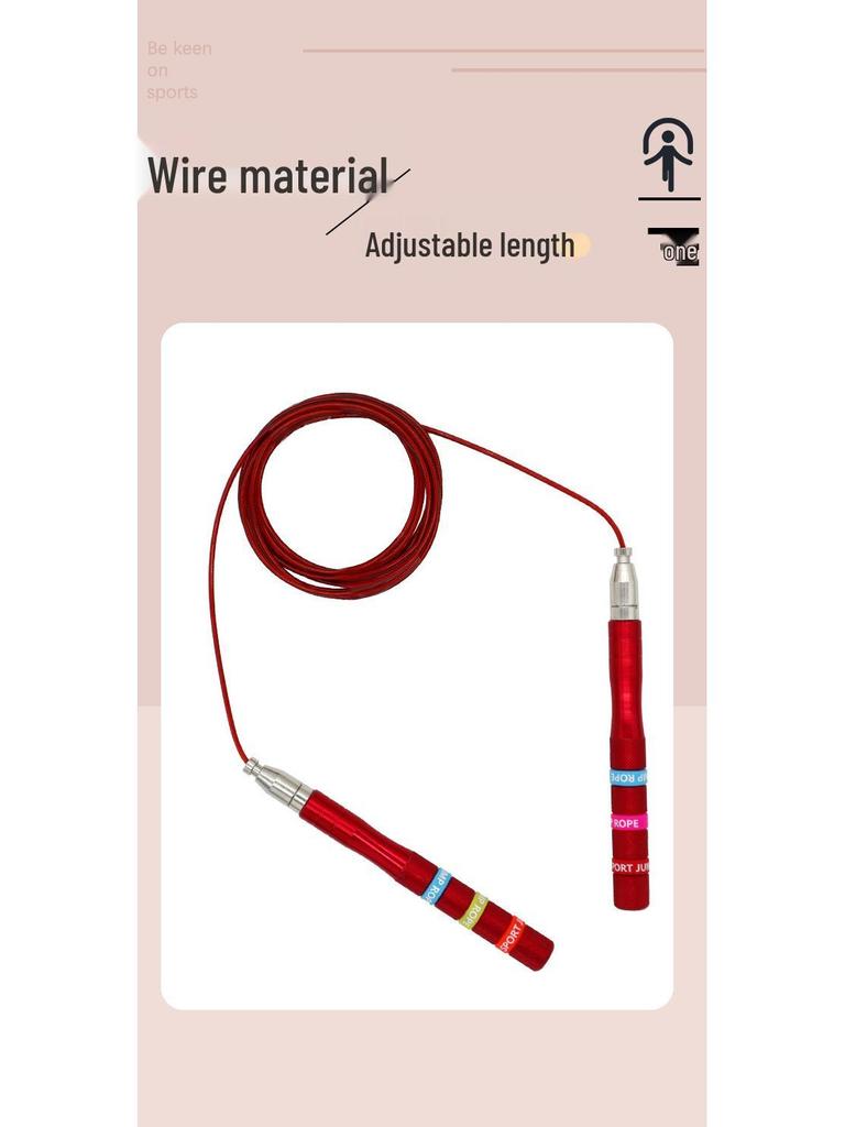 Verstellbares Stahlseil-Springseil mit Metallgriffen für Fitness - Geeignet für Erwachsene & Kinder