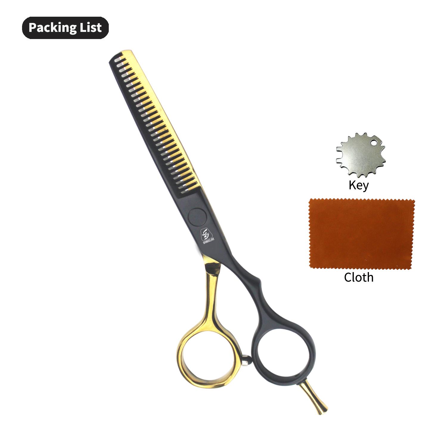 

SANGELAR Чорно-золоті ножиці 5,5 дюйма, інструмент для підстригання чубчика для дівчинки, інструмент для укладання шерсті домашніх тварин, відновлення шерсті на обличчі домашніх тварин Thinning Scissors чорний/золотий