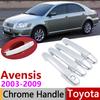 For Toyota Avensis T250 T25 2003~2009 Chrome Door Handle Cover Car Accessories Stickers Trim Set 2004 2005 2006 2007 2008