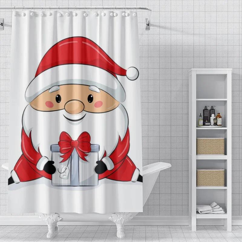 Home Decoration Shower Curtains For Bathroom Waterproof Curtain Fabric Modern Nordic Style Living Room Merry Christmas Winter