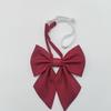 Wine Red Large Bow Tie - Japanese School Uniform Style for Women, Feather Detail, Versatile and Fashionable
