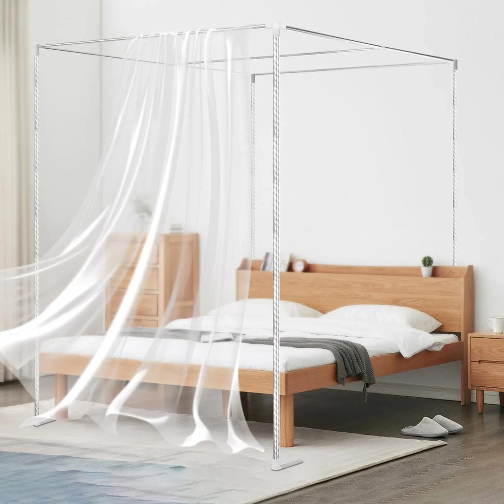 4 Corner Bedding Canopy Frame Post,Metal Bed Four Corner Bed Mosquito Netting Bracket Fit for Twin/Queen/California King/King