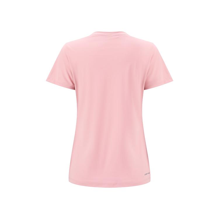 Li Ning Table Tennis Series Solid Color Fitted Brand Logo Minimalist Breathable Short Sleeve T-Shirt Unisex Tops Frosted-Pink ATSV616-1