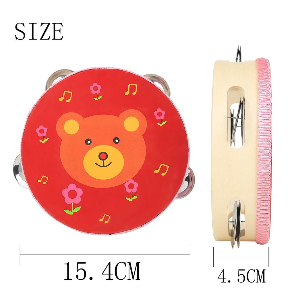 IRIN 6 Inch Children's Tambourine Cartoon Hand Drum For Children's Enlightenment Education Percussion Instruments Tools