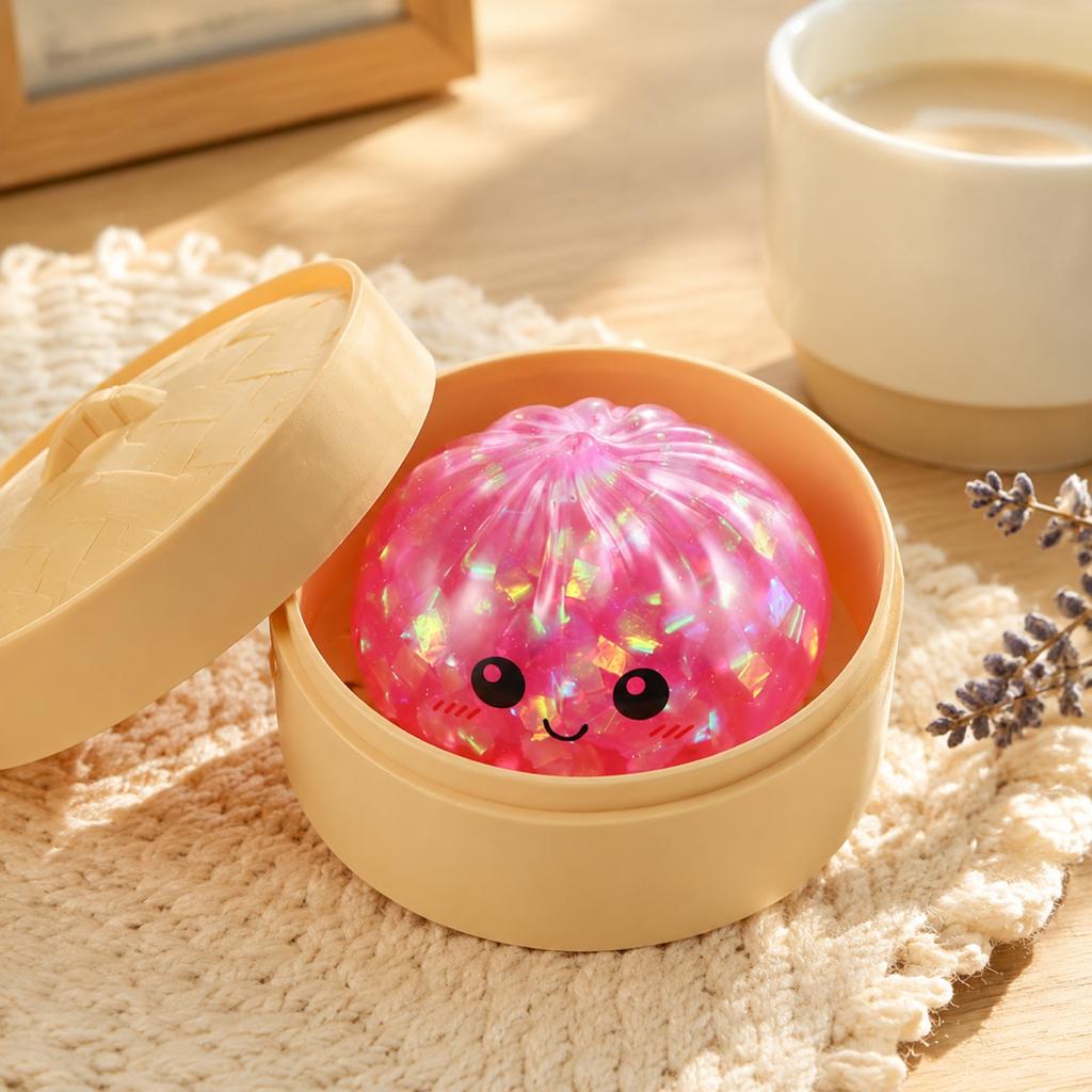 Squishy Brötchen Stressabbau Spielzeug Langsam Aufgehend Weicher Schaumstoff Knetspielzeug mit Dampferform für Sensorischen und Angstabbau