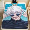 1Pc Jujutsu Kaisen Print Flannel Blanket, High Quality Comfortable for All Seasons, Home Decor, Warmth and Comfort, Perfect for Christmas Gifts