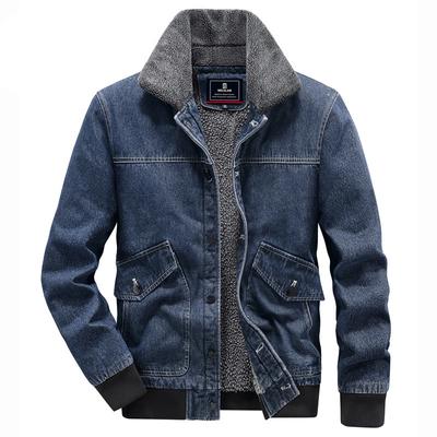 Men's Retro Denim Jacket Lapel Warm Cotton Jacket Men's Winter Men's Fleece Cotton Coat