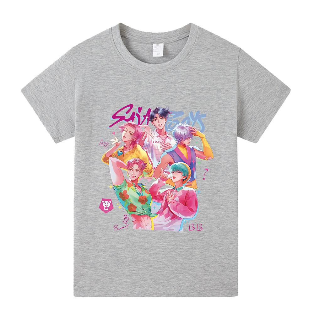 A1207 Kids Boys Girls Sajaboys Kpop Rumi Zoey Mira Print Short Sleeves T-shirt