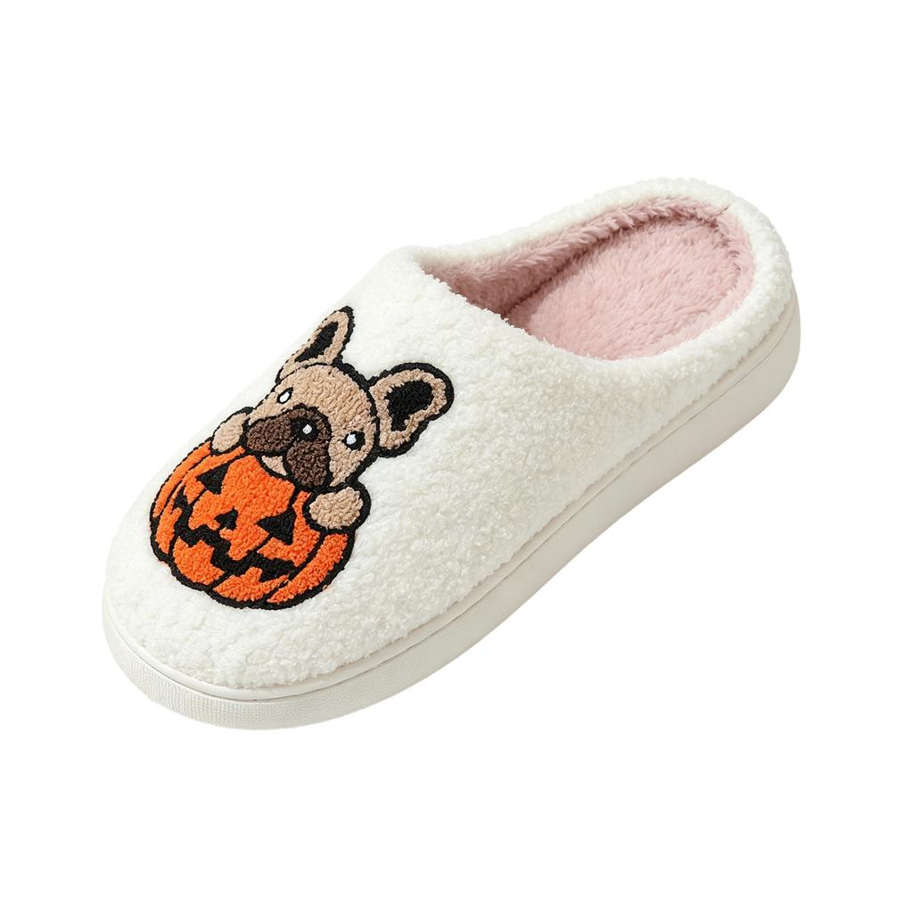 Damen Halloween Kürbis Baumwoll Hausschuhe für Winterwärme