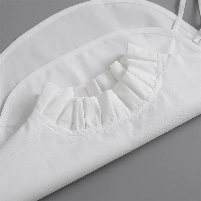 Female Stand Ruffle Shirt Fake Collar Womens Detachable False Collar White/Black/Pink Sweater Blouse Top Faux Collar Neckwear