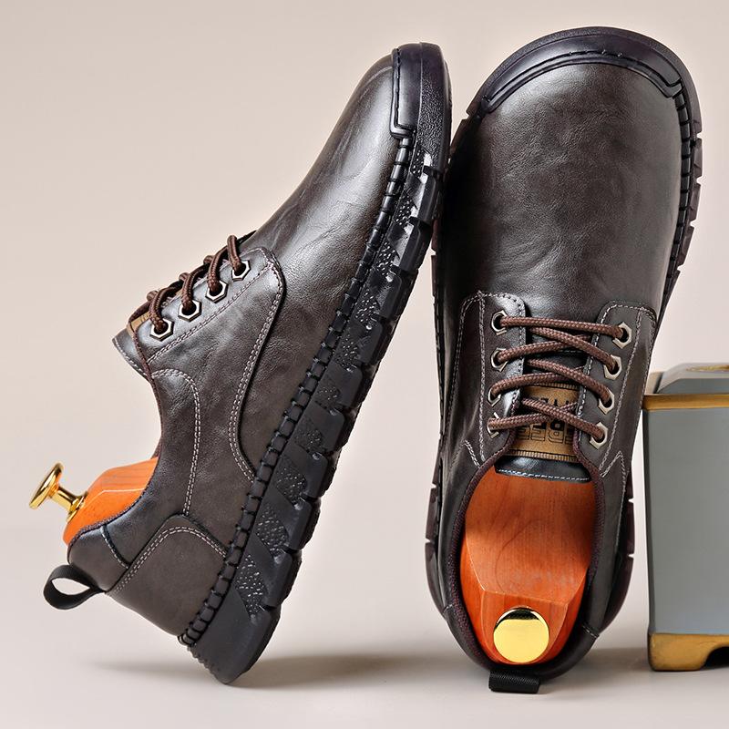 Solid Color Big Size Men's Business Casual Leather Shoes Spring Autumn Lace New Designer Shoes for Men
