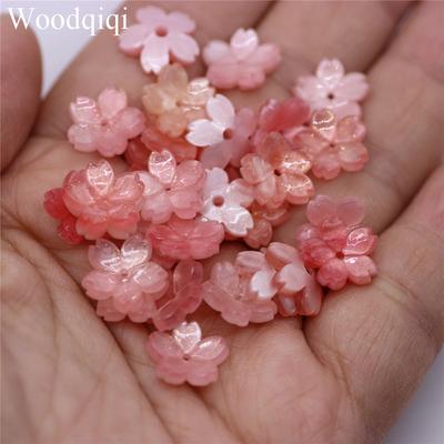 20 PIEZAS 10 mm Fabricación de Joyería DIY Color Estrellado Artesanía Cuentas Espaciadoras Sueltas Flor de Pétalo de Sakura 3D Joyería Delicada
