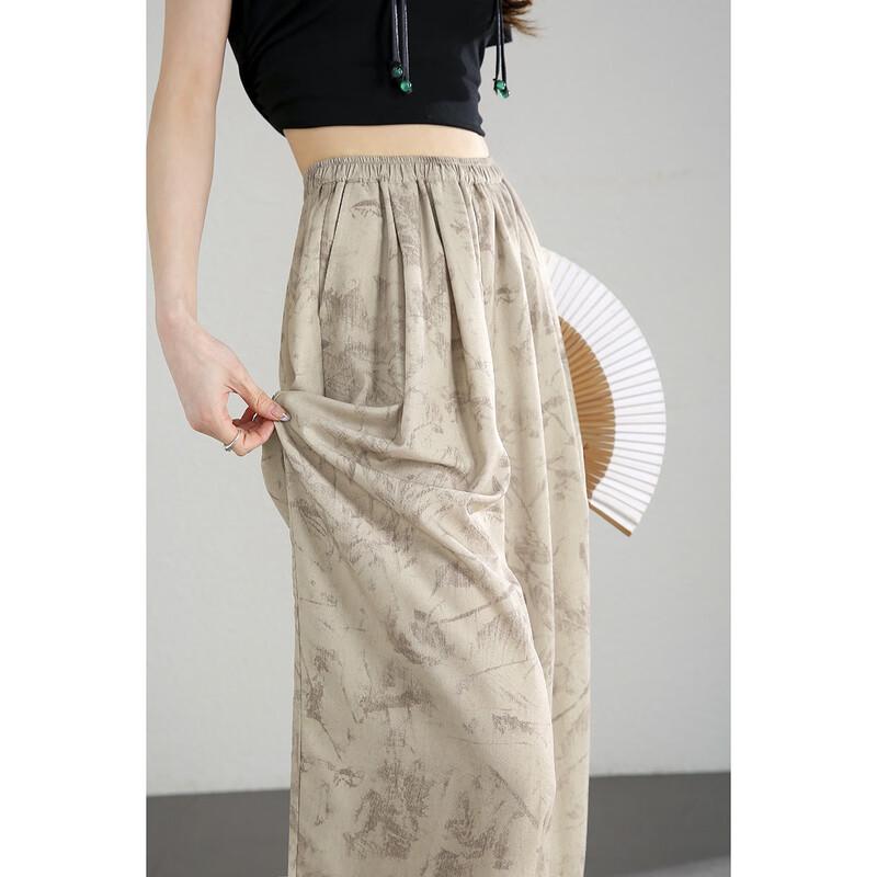 New Chinese Style Ink Wash Wide-Leg Pants L