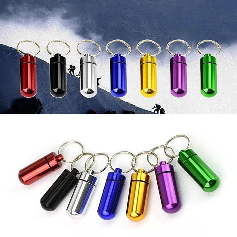 Waterproof Aluminum Pill Box Cache Drug Holder Container Keychain Medicine Box