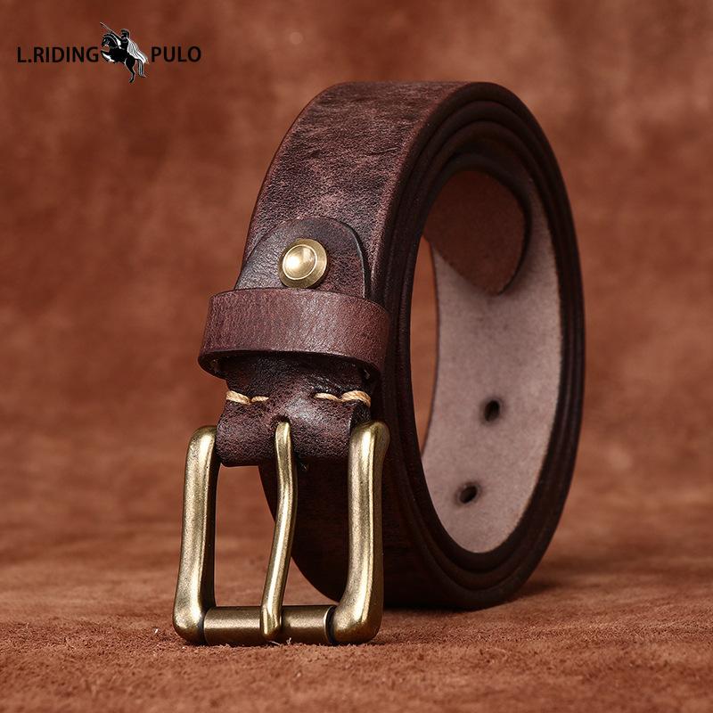 Genuine Leather Belt for Men and Women Retro Pure Cowhide Jeans Belt Korean Style Trendy Genuine Leather Versatile Universal