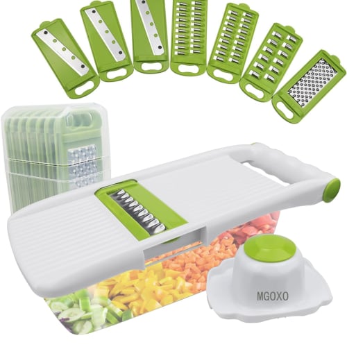 MGOXO Multi-Function Slicer, Julienne Cutter Set, Vegetable Cutter, 8-in-1 (Green)