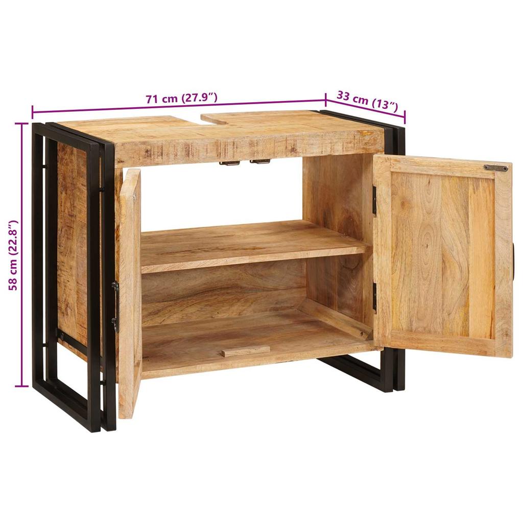 Washbasin Cabinet Brown 71 x 33 x 58 cm Solid Mango Wood