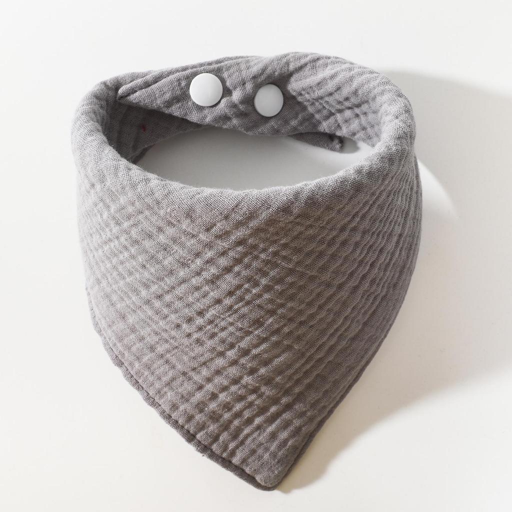 Solid Color Four-Layer Gauze Baby Bib Triangle Scarf with Snap Closure